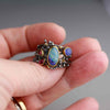 SOLD  Boulder Opal and Tangled Vines Ring 2. Tanzanite and Pink Tourmaline. Size 8 1/2. - Wendy Stauffer of Fuss Jewelry