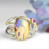 Boulder Opal and Pink Sapphire on Swirled Band Ring. Size 6 3/4. - Wendy Stauffer of Fuss Jewelry
