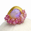 Dusty Rose and UV Flash Boulder Opal with Pink Sapphire Fringe. Size 6 1/2. - Wendy Stauffer of Fuss Jewelry